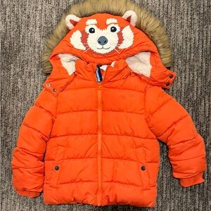 Mini Boden Orange Animal Hooded Coat